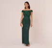 Off Shoulder Dress With Floral Embellishment In Dusty Emerald sold by Adrianna Papell