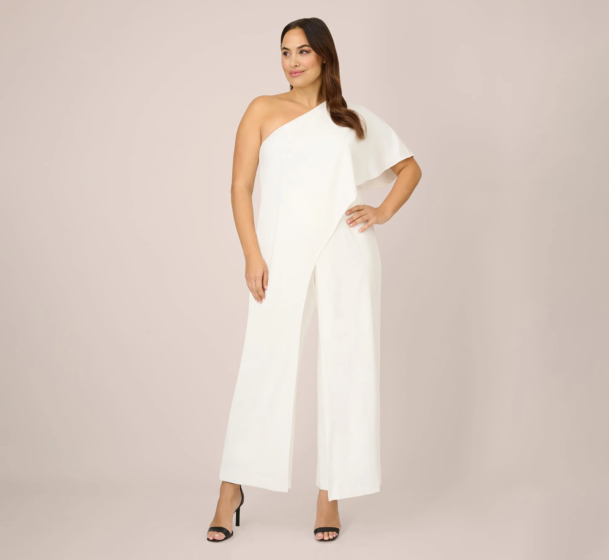 Plus Size Flutter One Shoulder Jumpsuit In Ivory sold by Adrianna Papell product image thumbnail 2