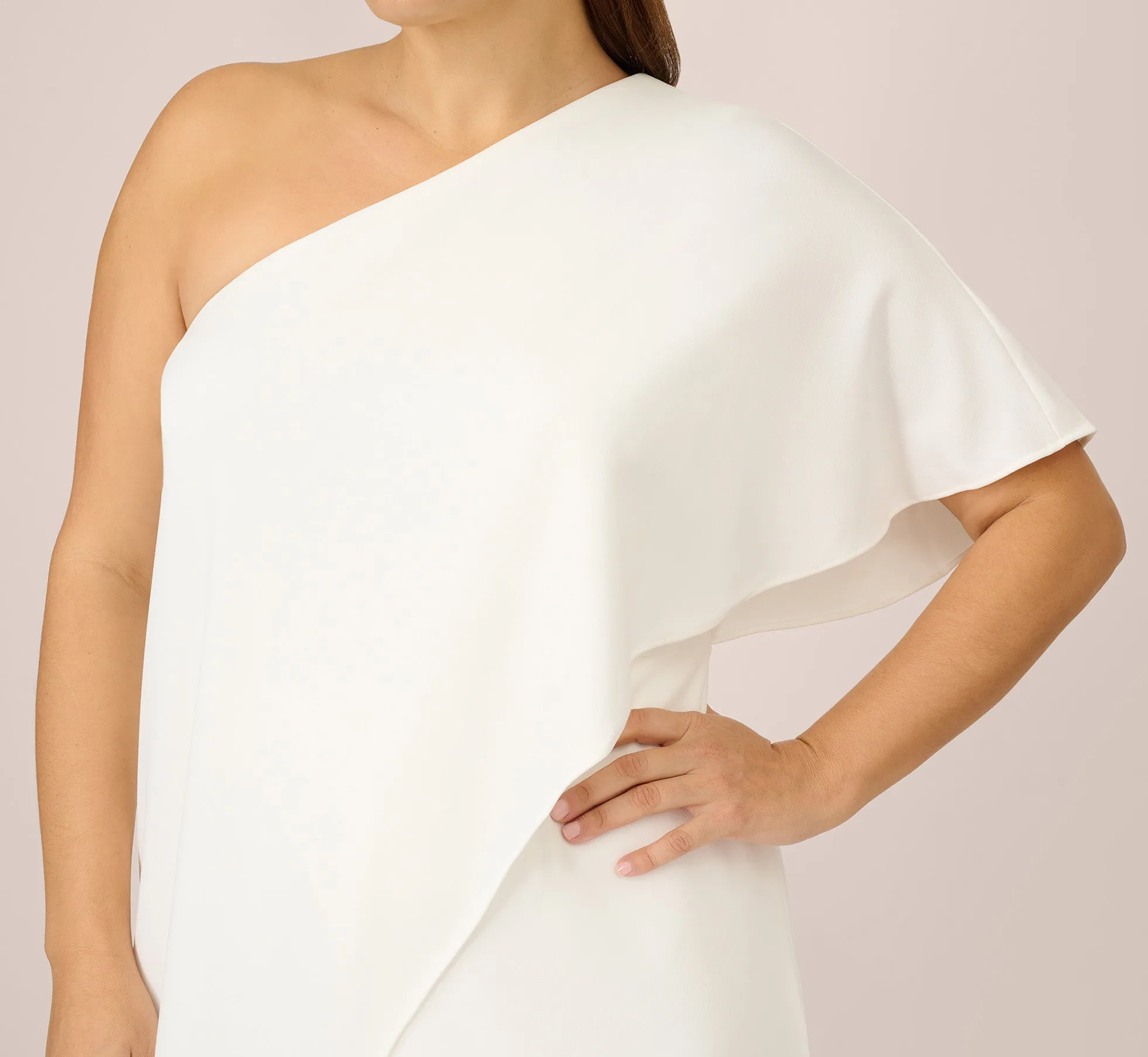 Plus Size Flutter One Shoulder Jumpsuit In Ivory sold by Adrianna Papell product image thumbnail 4