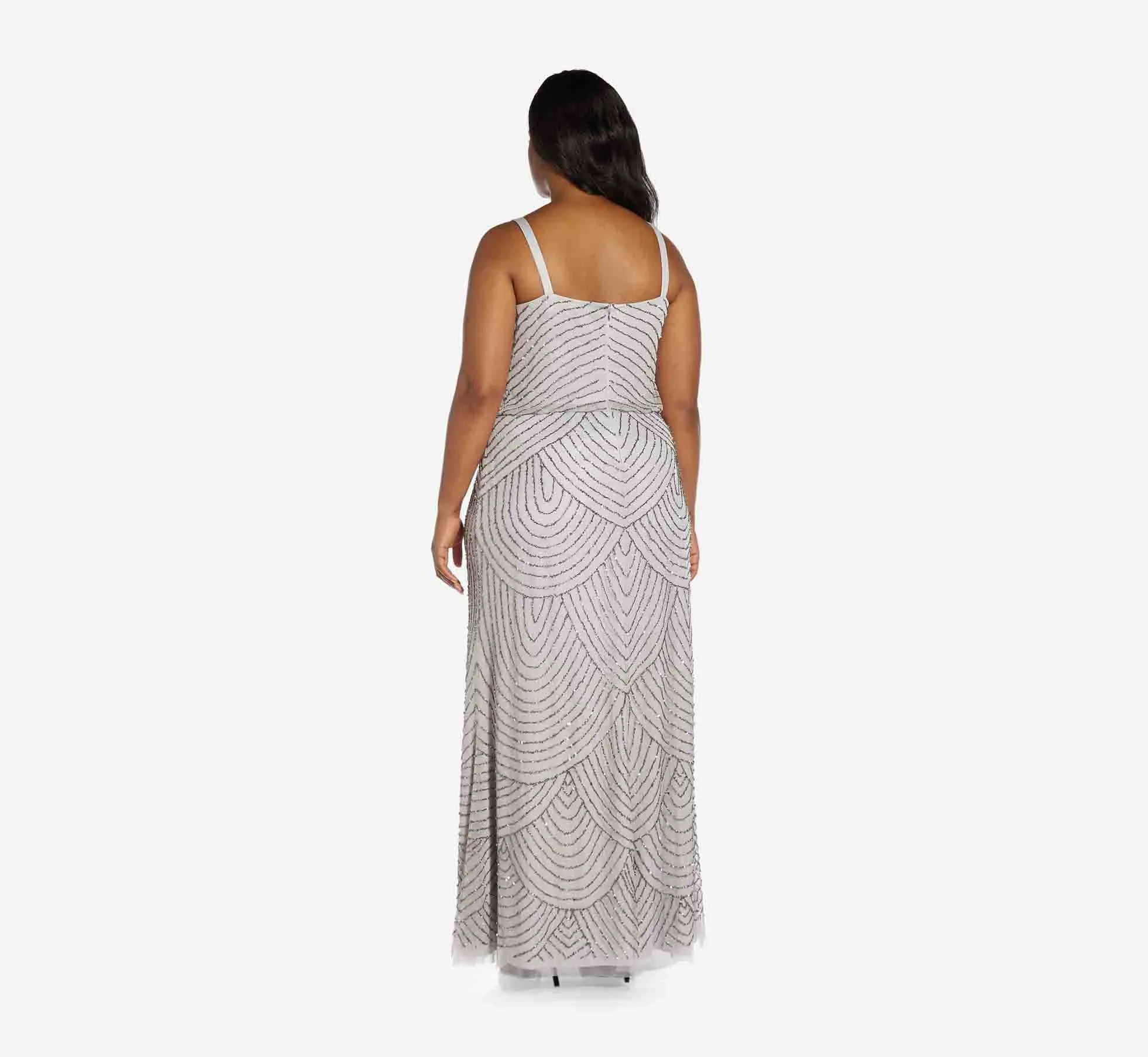 Plus Size Art Deco Beaded Blouson Gown In Bridal Silver sold by Adrianna Papell product image thumbnail 2