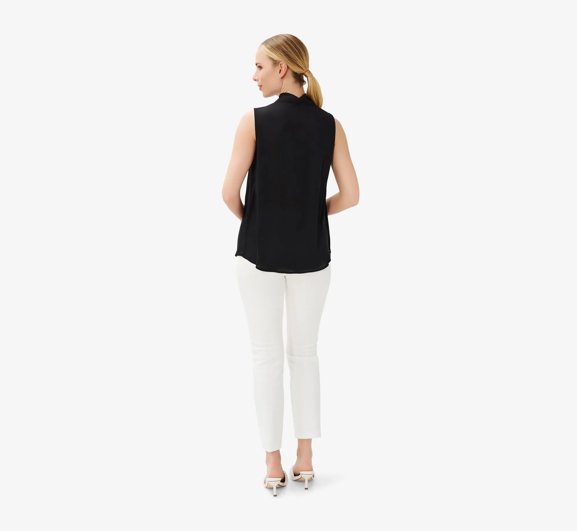 Tie-Neck Crepe Top In Black sold by Adrianna Papell product image thumbnail 3