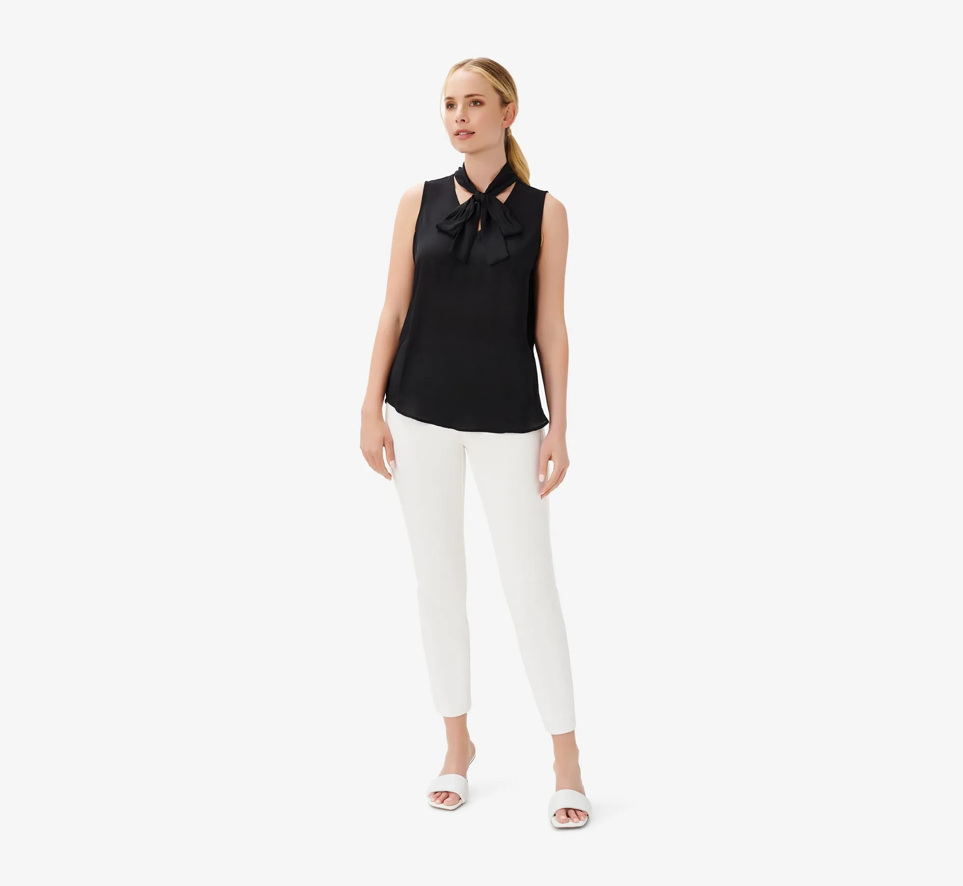 Tie-Neck Crepe Top In Black sold by Adrianna Papell product image thumbnail 2