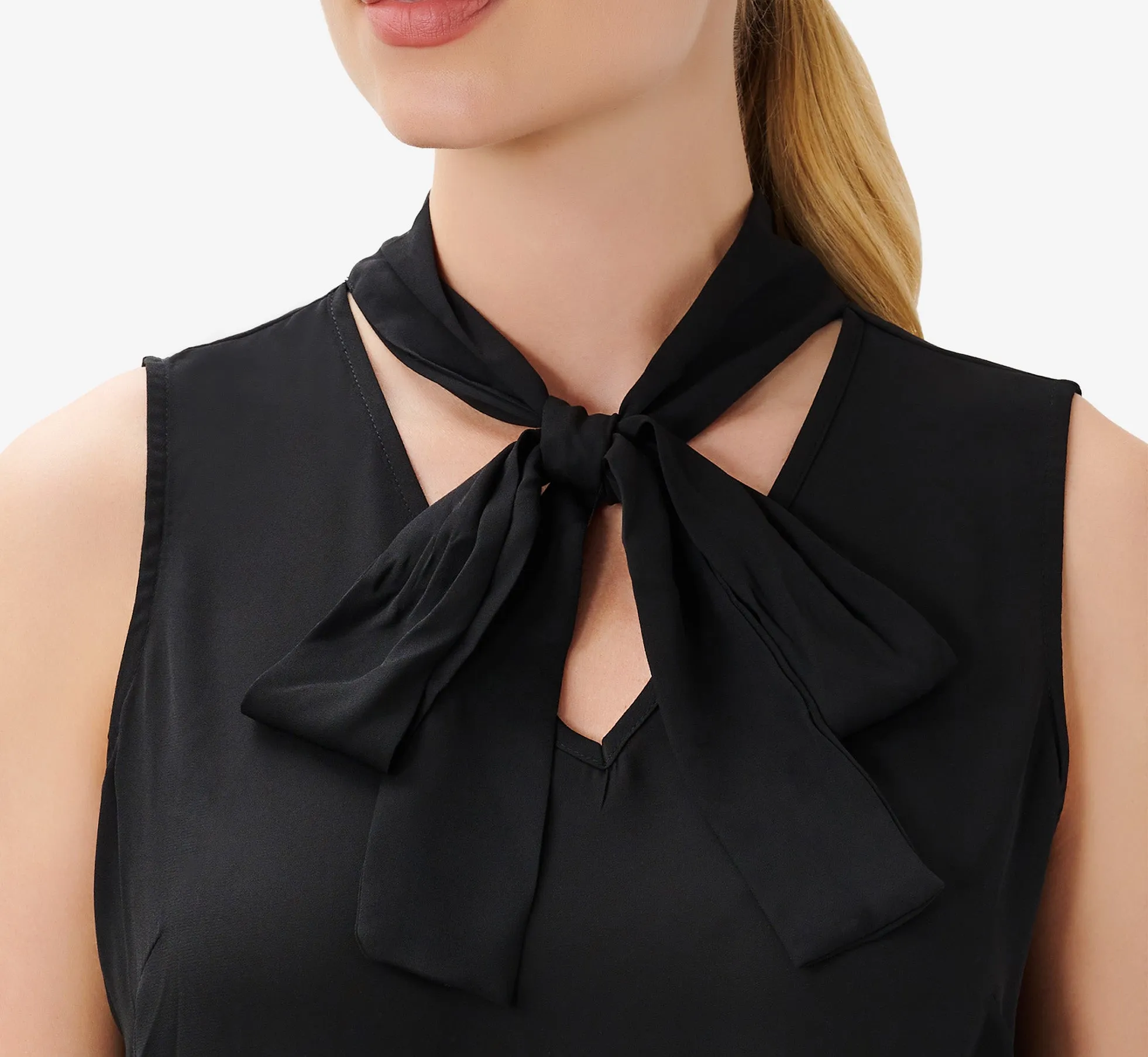 Tie-Neck Crepe Top In Black sold by Adrianna Papell product image thumbnail 4