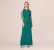 Cold Shoulder Beaded Cape Gown In Vivid Emerald sold by Adrianna Papell