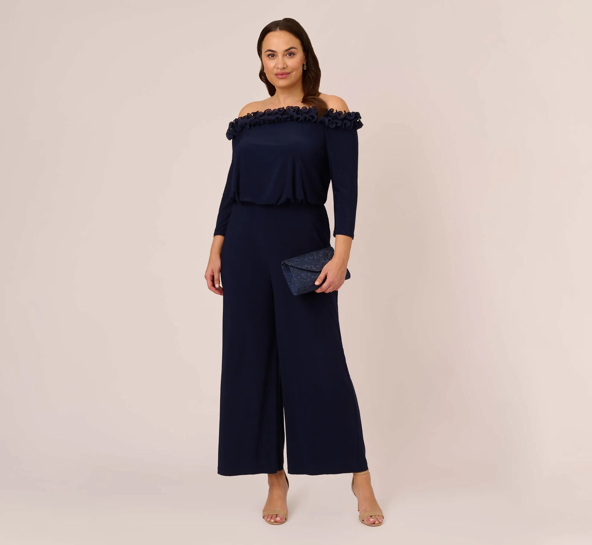 Plus Size Signature Blouson Jumpsuit In Navy sold by Adrianna Papell product image thumbnail 2