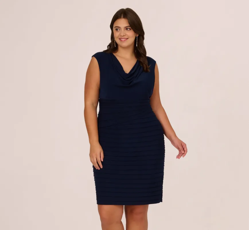 Plus Size Cowl Neck Jersey Dress With Banded Skirt In Midnight sold by Adrianna Papell