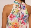 Multicolor Floral Chiffon Halter Dress In Ivory Multi sold by Adrianna Papell