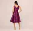 Sleeveless Floral Jacquard Midi Dress With High Low Skirt In Navy Multi sold by Adrianna Papell