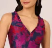 Sleeveless Floral Jacquard Midi Dress With High Low Skirt In Navy Multi sold by Adrianna Papell