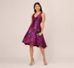Sleeveless Floral Jacquard Midi Dress With High Low Skirt In Navy Multi sold by Adrianna Papell