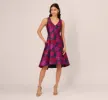 Sleeveless Floral Jacquard Midi Dress With High Low Skirt In Navy Multi sold by Adrianna Papell