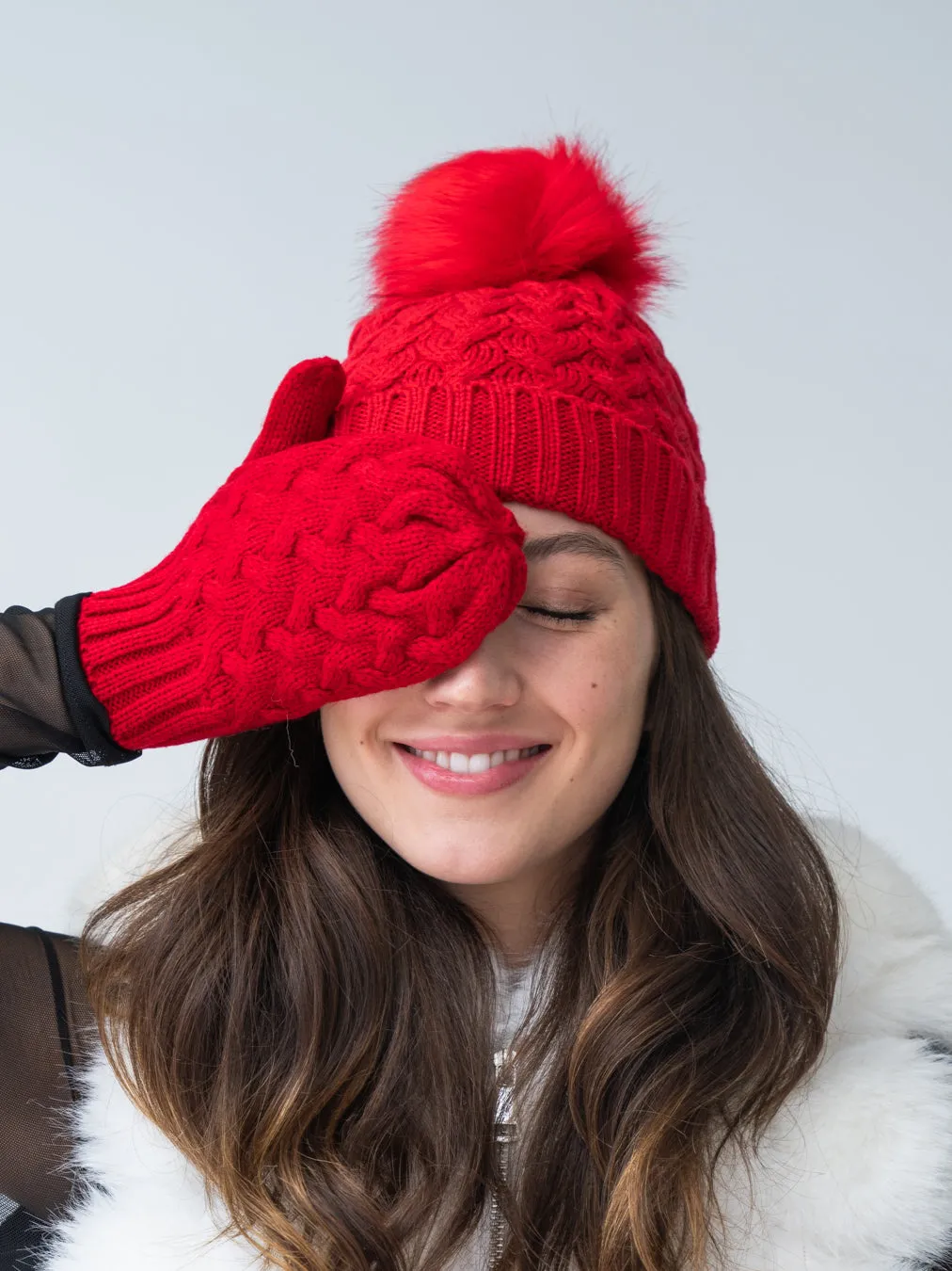 Cable Knit Hat & Glove Set sold by Adrienne Landau product image thumbnail 3