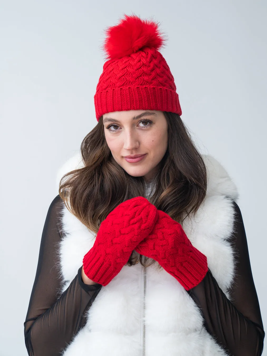 Cable Knit Hat & Glove Set sold by Adrienne Landau product image thumbnail 4