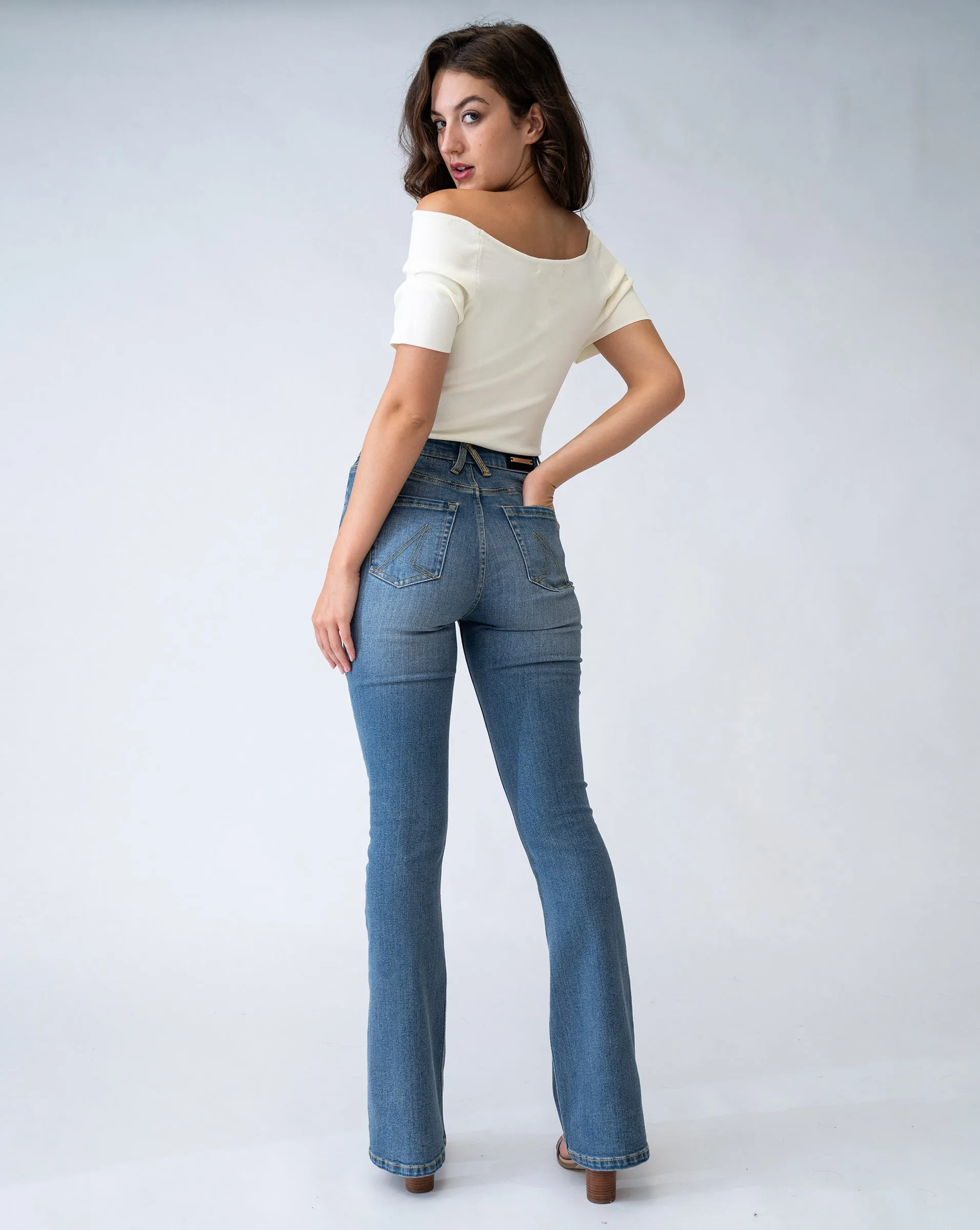 High Waist Bootcut Denim Jean sold by Adrienne Landau product image thumbnail 2