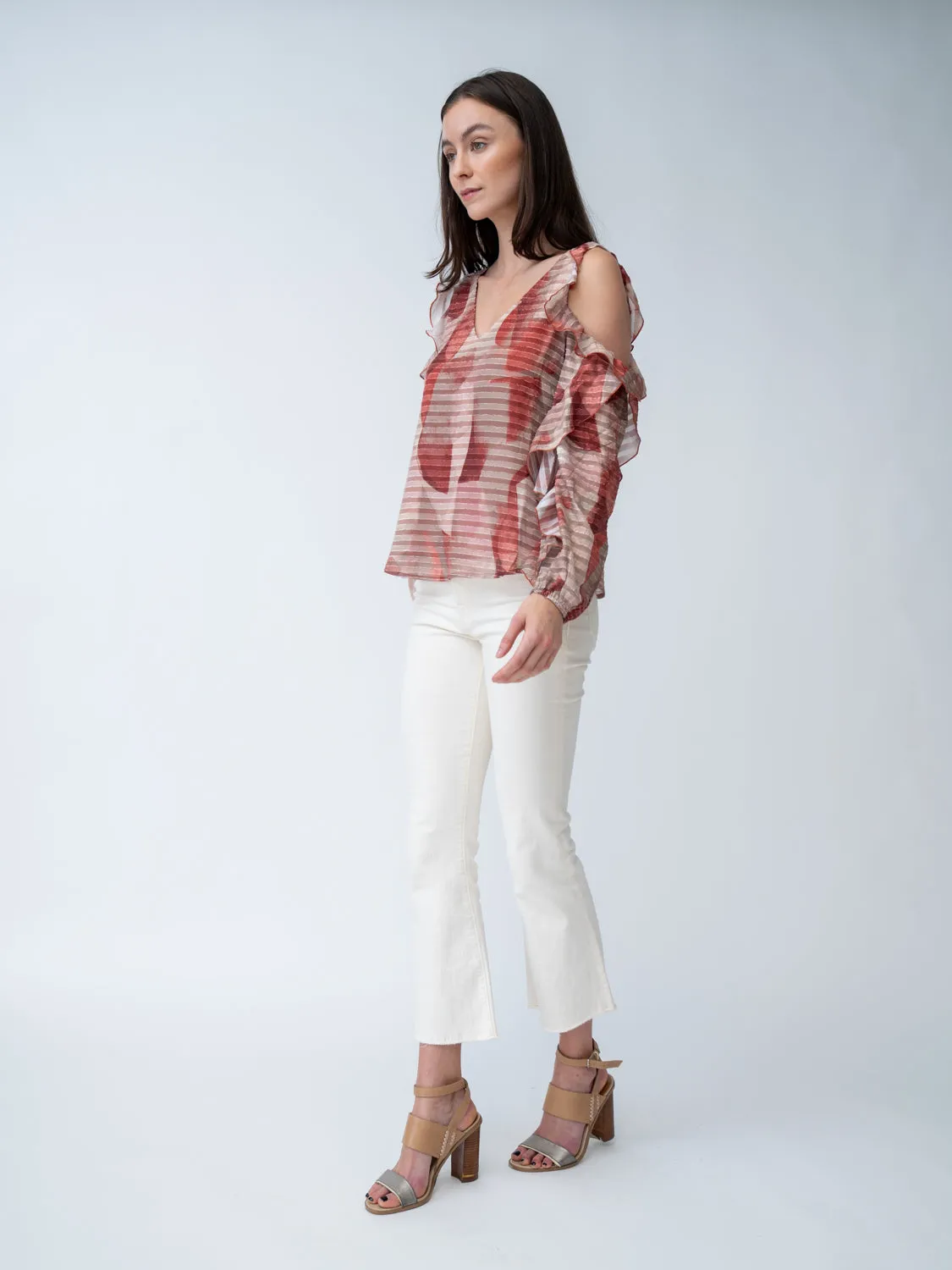 FINAL SALE - Ruffle Cold Shoulder Top sold by Adrienne Landau product image thumbnail 5