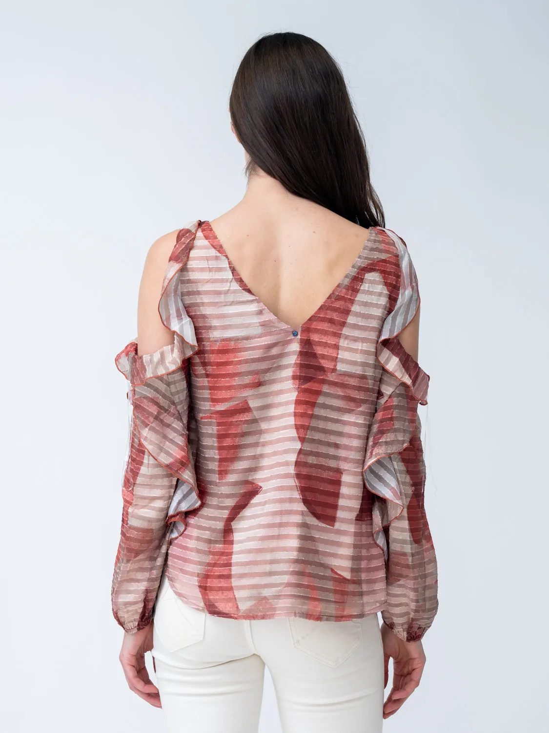 FINAL SALE - Ruffle Cold Shoulder Top sold by Adrienne Landau product image thumbnail 4
