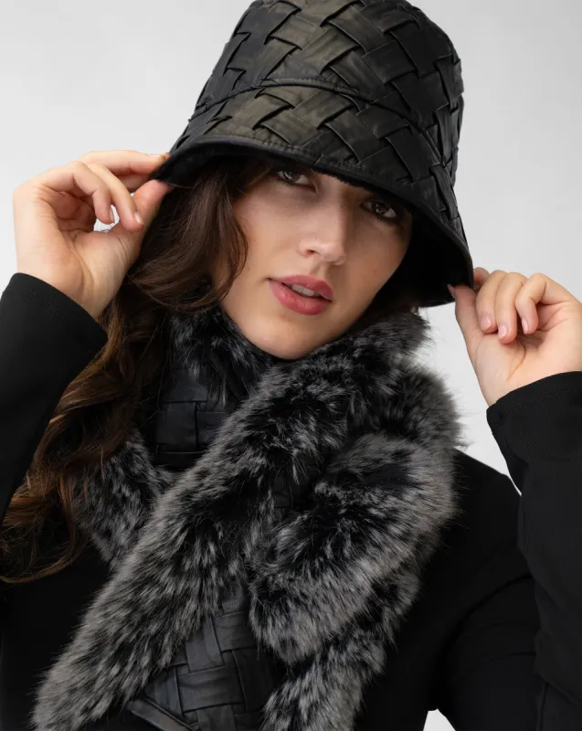 Woven Faux Leather & Faux Fur Reversible Bucket Hat sold by Adrienne Landau