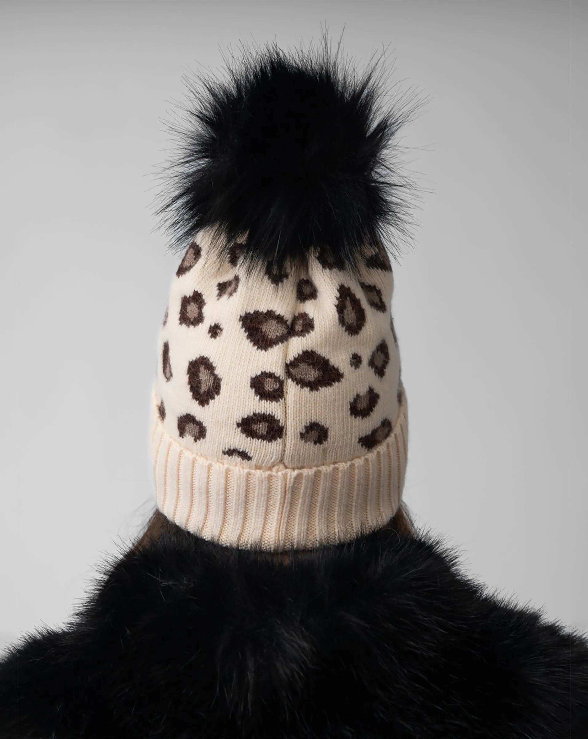 Animal Print Faux Fur Pom-Pom Hat sold by Adrienne Landau product image thumbnail 3
