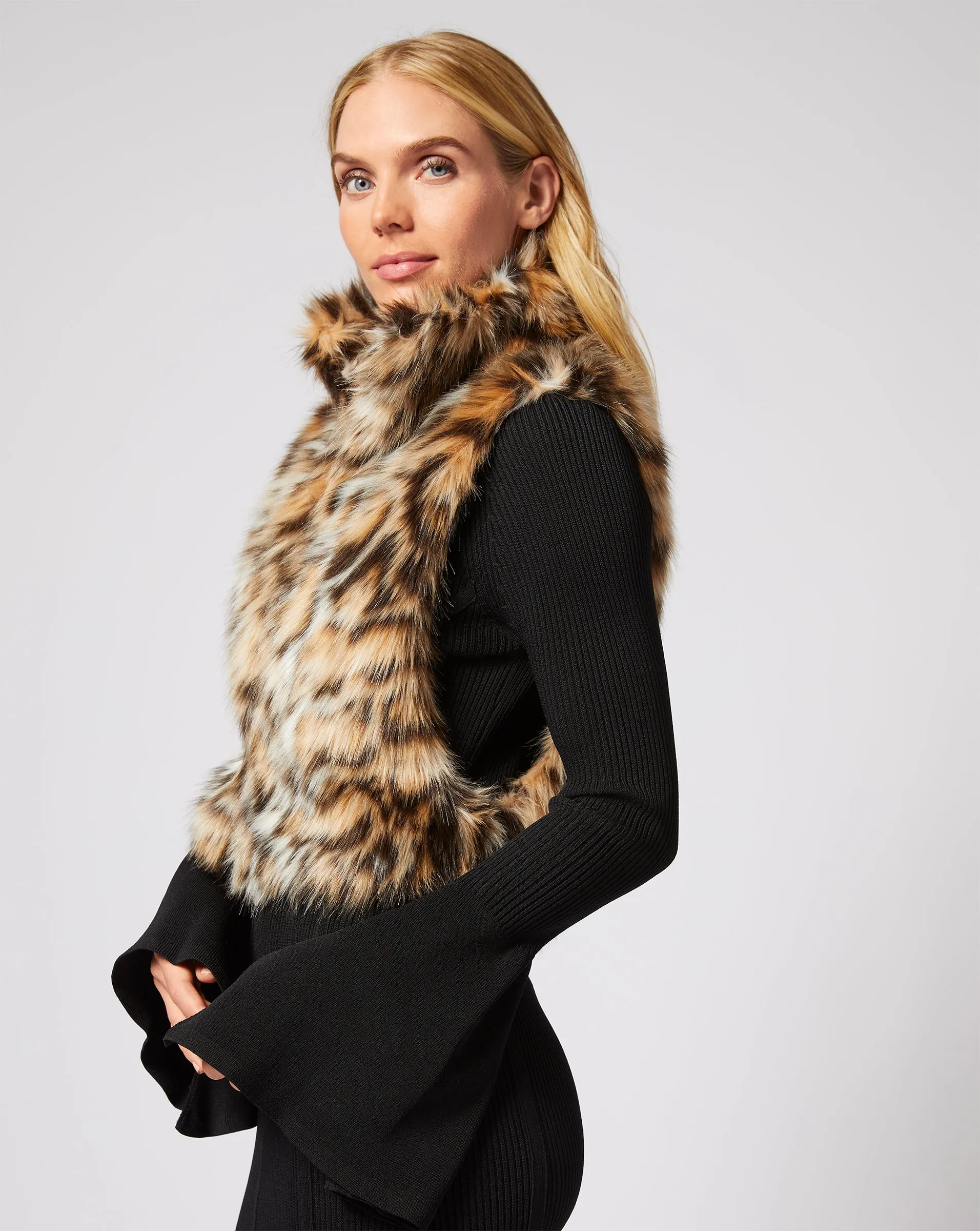 Cheetah Print Fox Faux Fur Vest sold by Adrienne Landau product image thumbnail 3