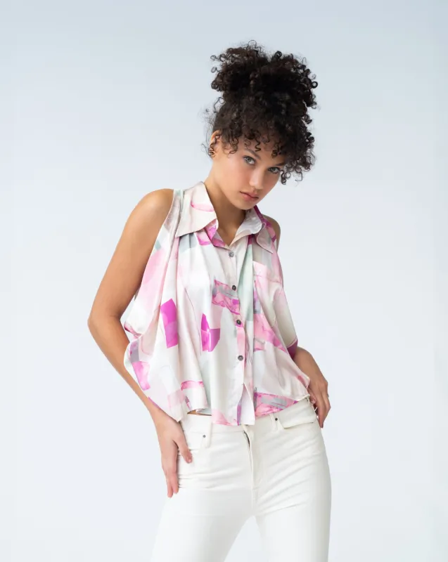 FINAL SALE - Button Down Collared Sleeveless Top sold by Adrienne Landau