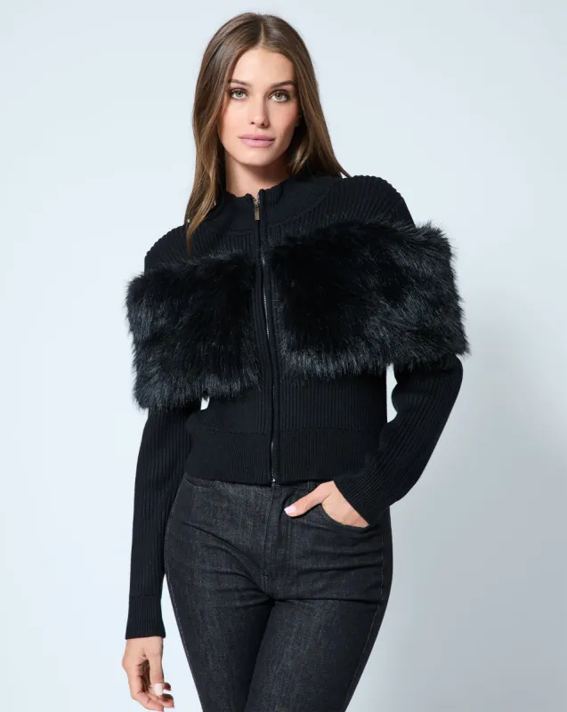 Mock Neck Faux Fur Zip Up Jacket sold by Adrienne Landau