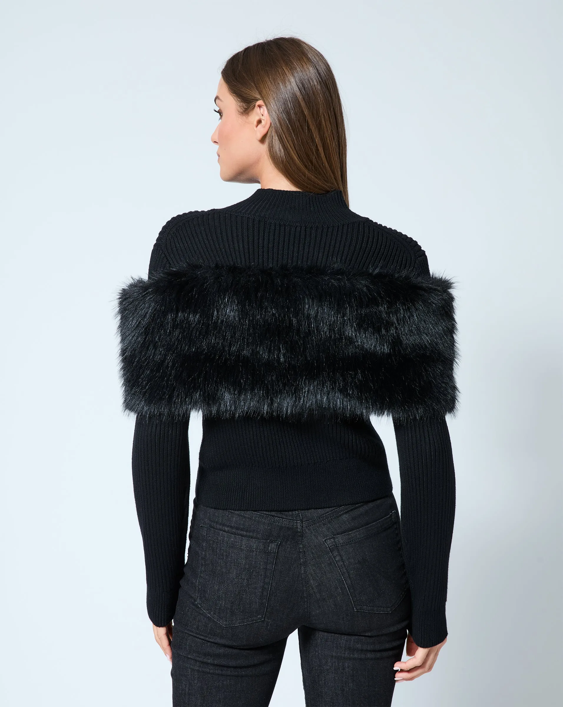 Mock Neck Faux Fur Zip Up Jacket sold by Adrienne Landau product image thumbnail 3