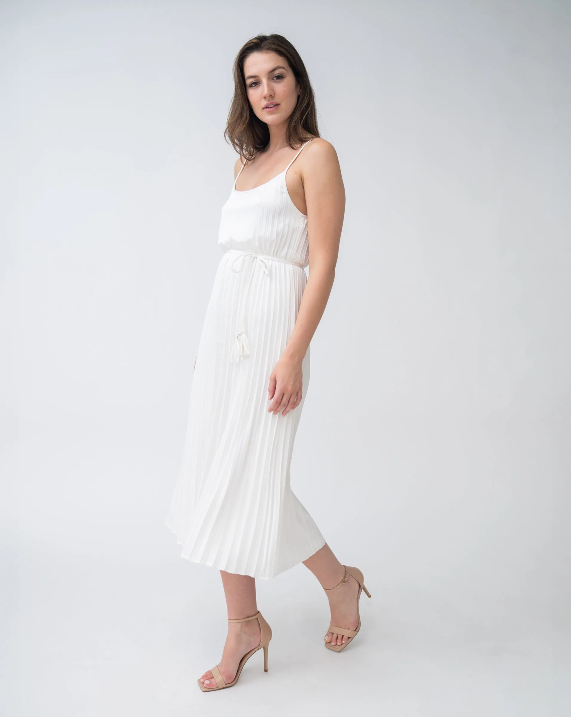 Pleated Tie Waist Sleeveless Dress sold by Adrienne Landau product image thumbnail 3