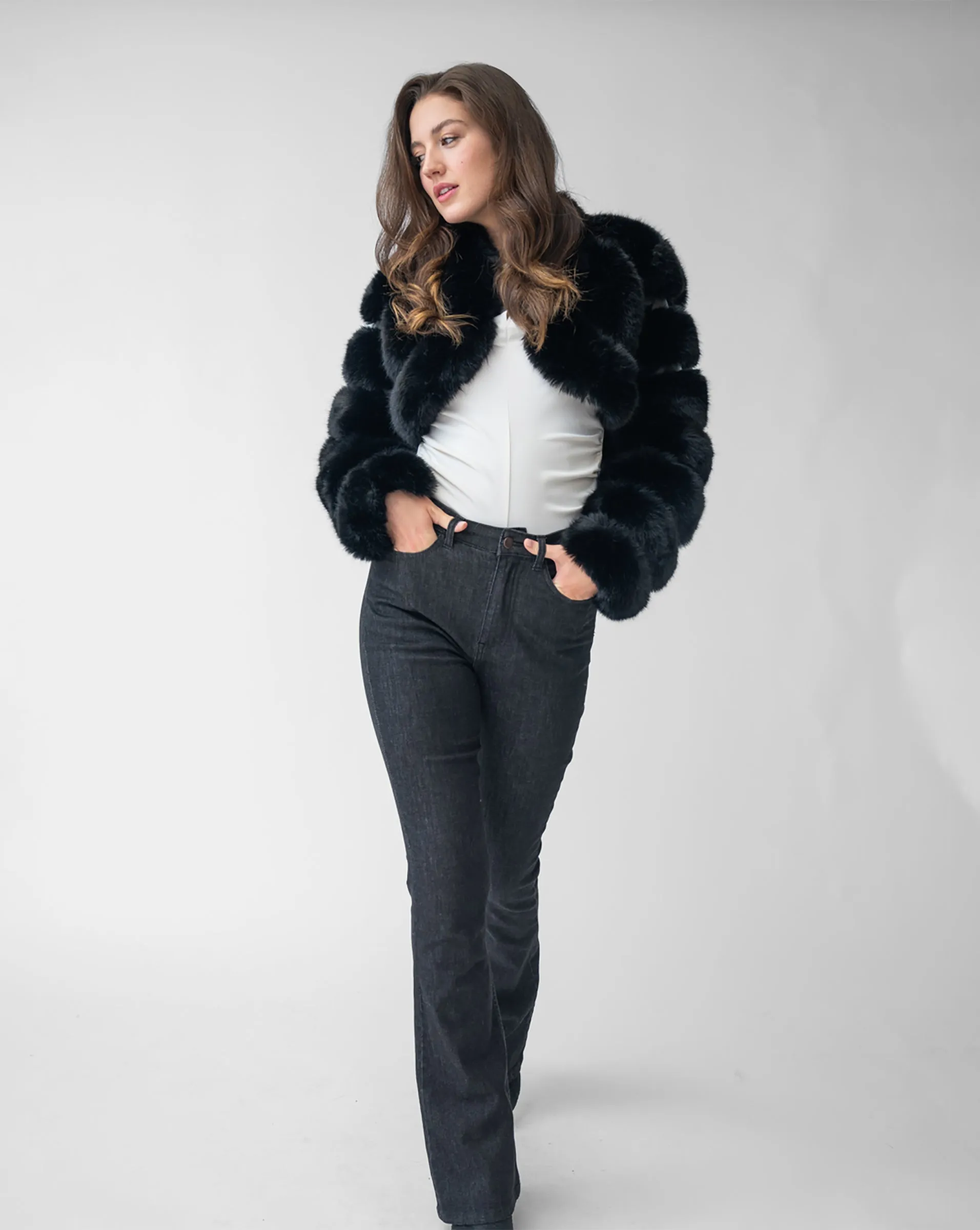 Cropped Faux Fur Jacket sold by Adrienne Landau product image thumbnail 2