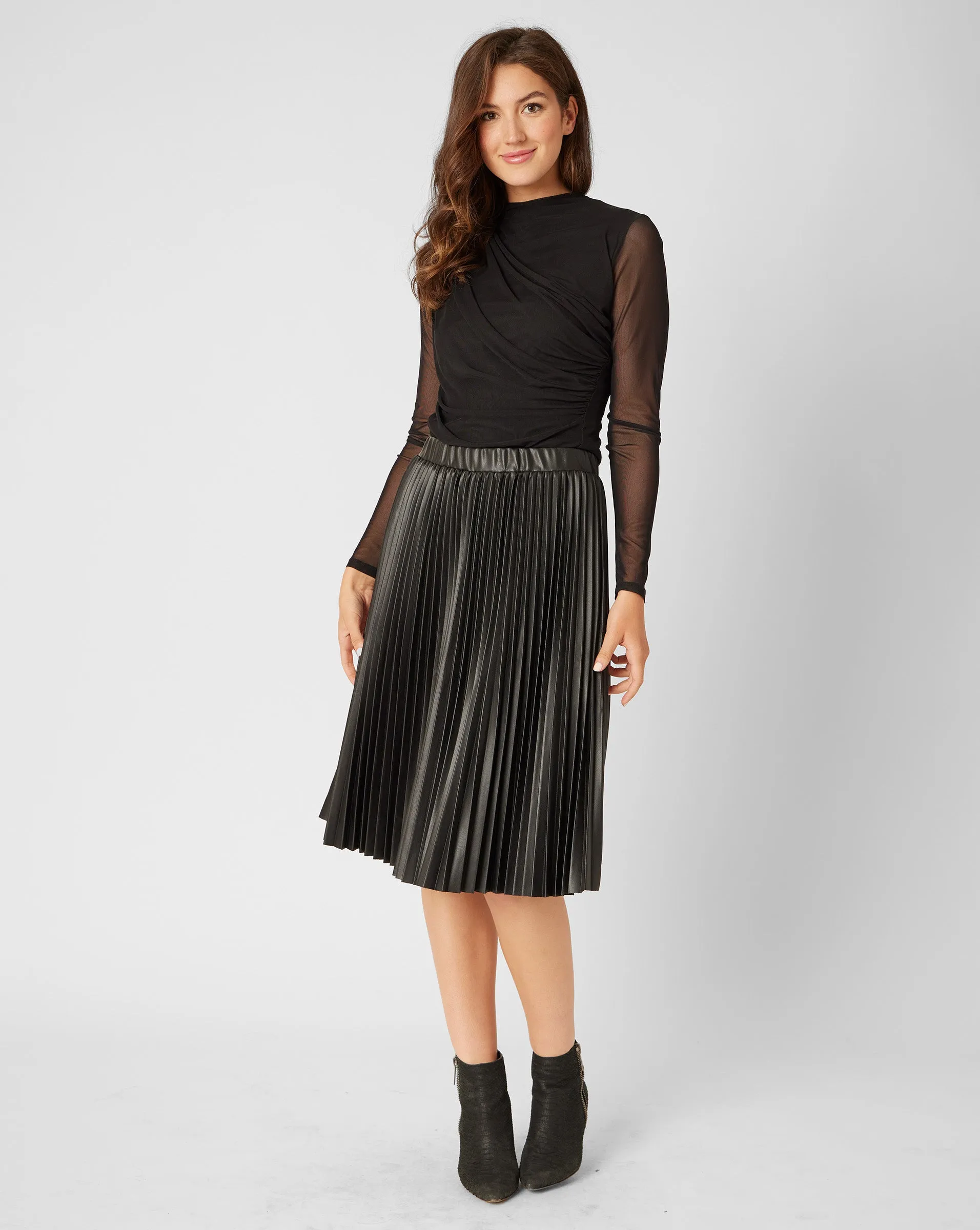 FINAL SALE - Pleated Faux Leather Skirt sold by Adrienne Landau