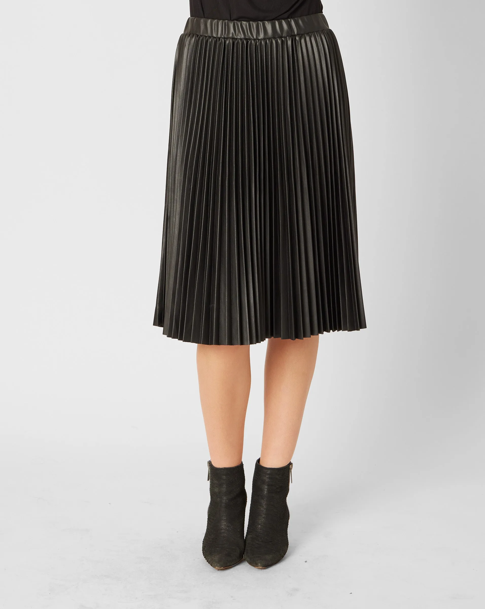 FINAL SALE - Pleated Faux Leather Skirt sold by Adrienne Landau product image thumbnail 4