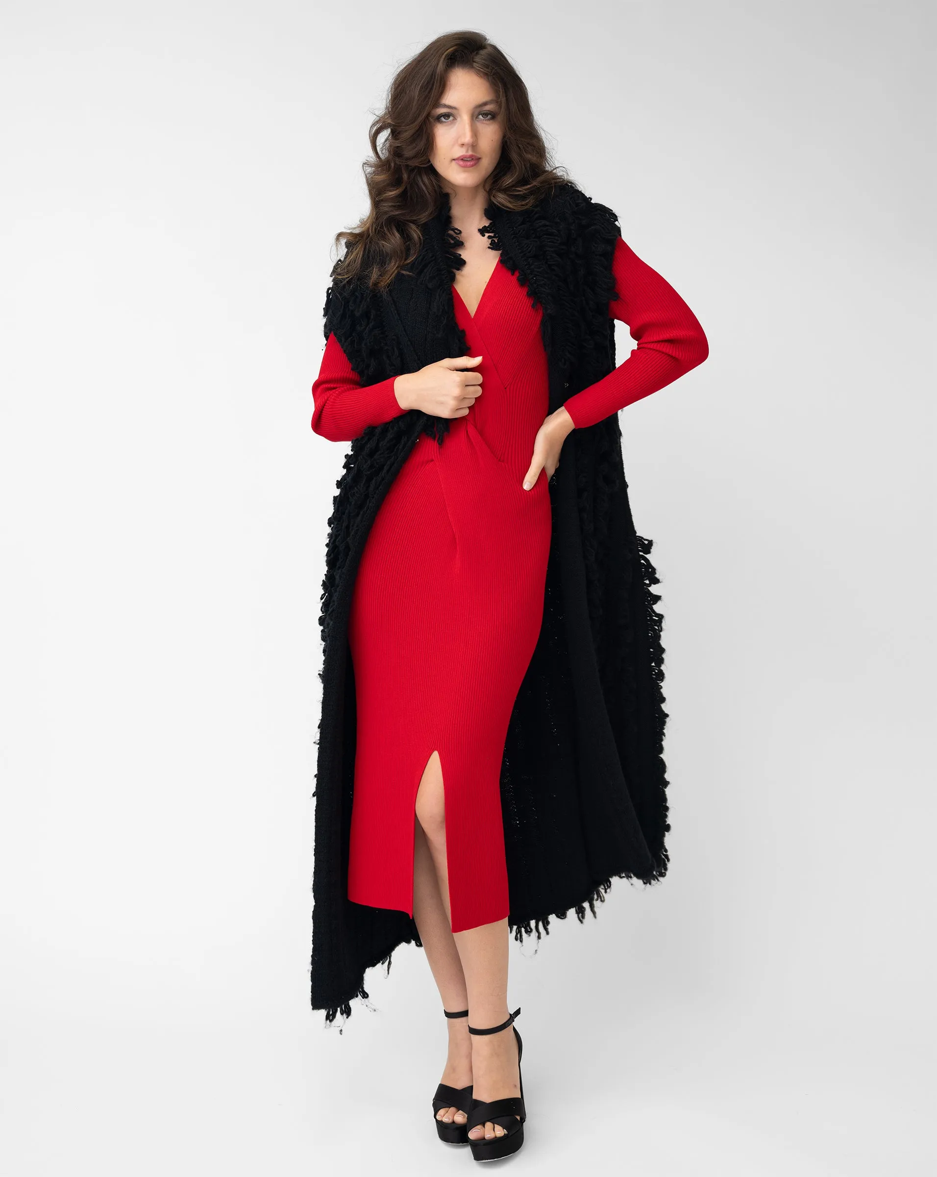 Fringe Sleeveless Caridgan Sweater sold by Adrienne Landau