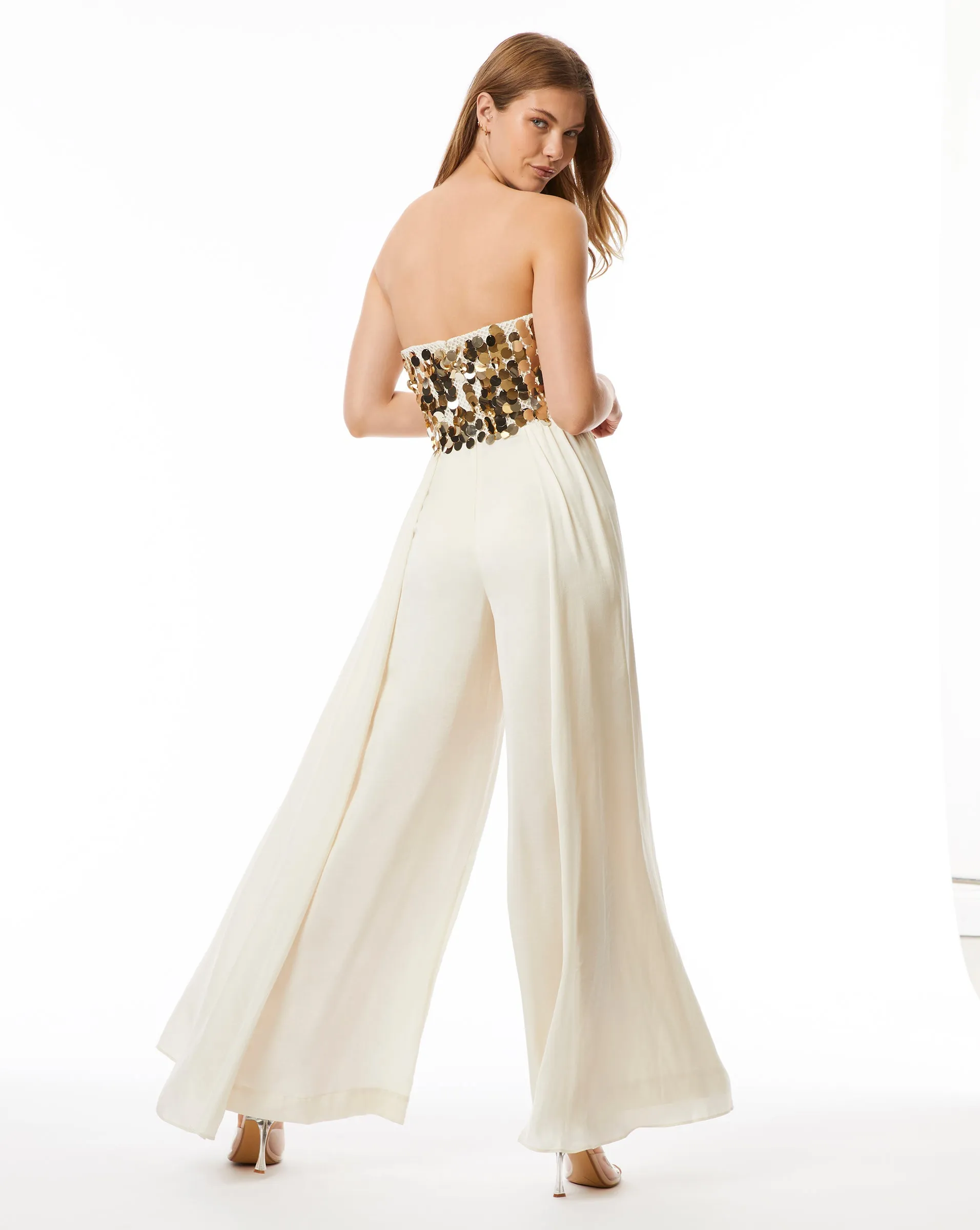 Gold Sequin on Mesh Pleated Jumpsuit sold by Adrienne Landau product image thumbnail 4