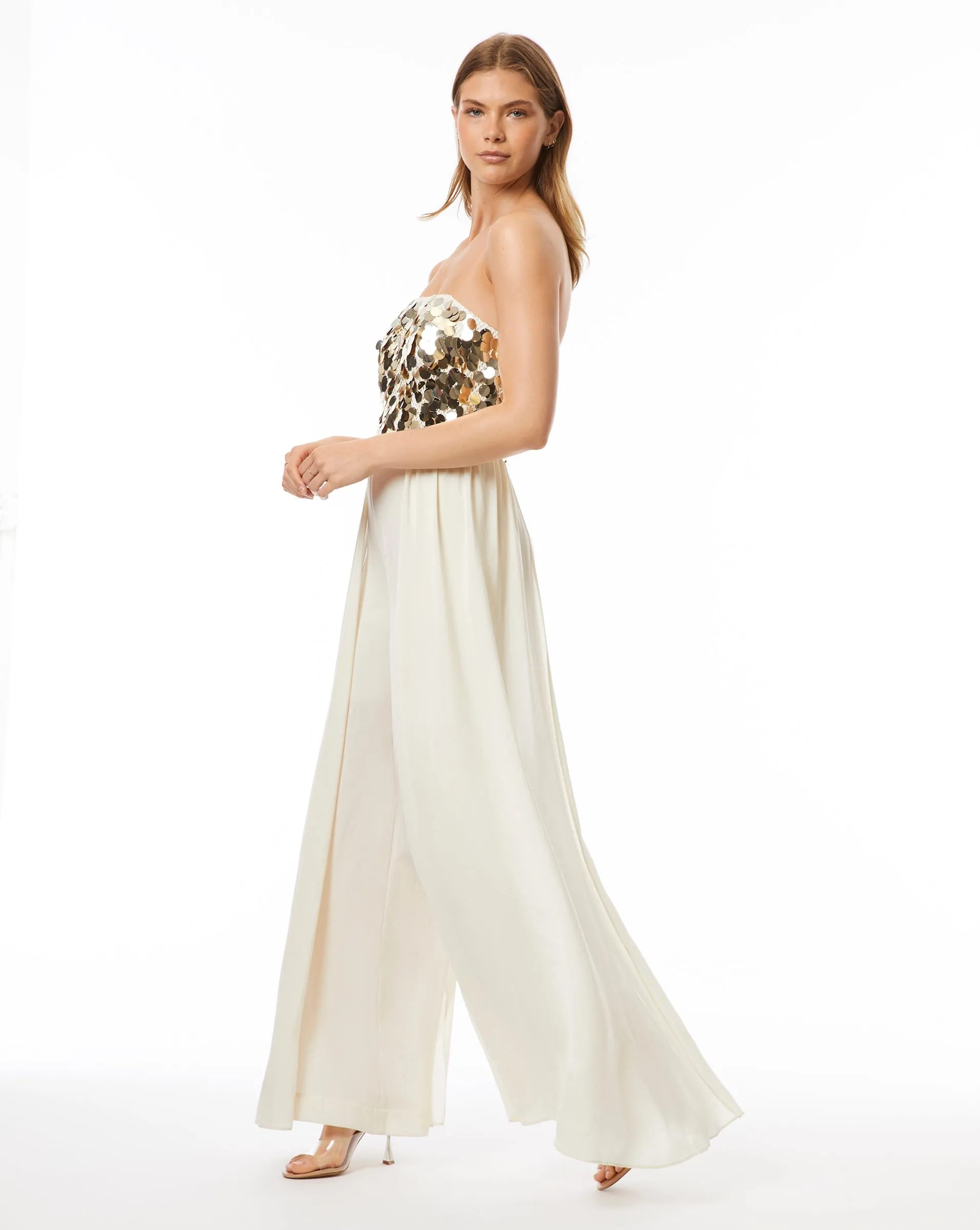 Gold Sequin on Mesh Pleated Jumpsuit sold by Adrienne Landau product image thumbnail 3