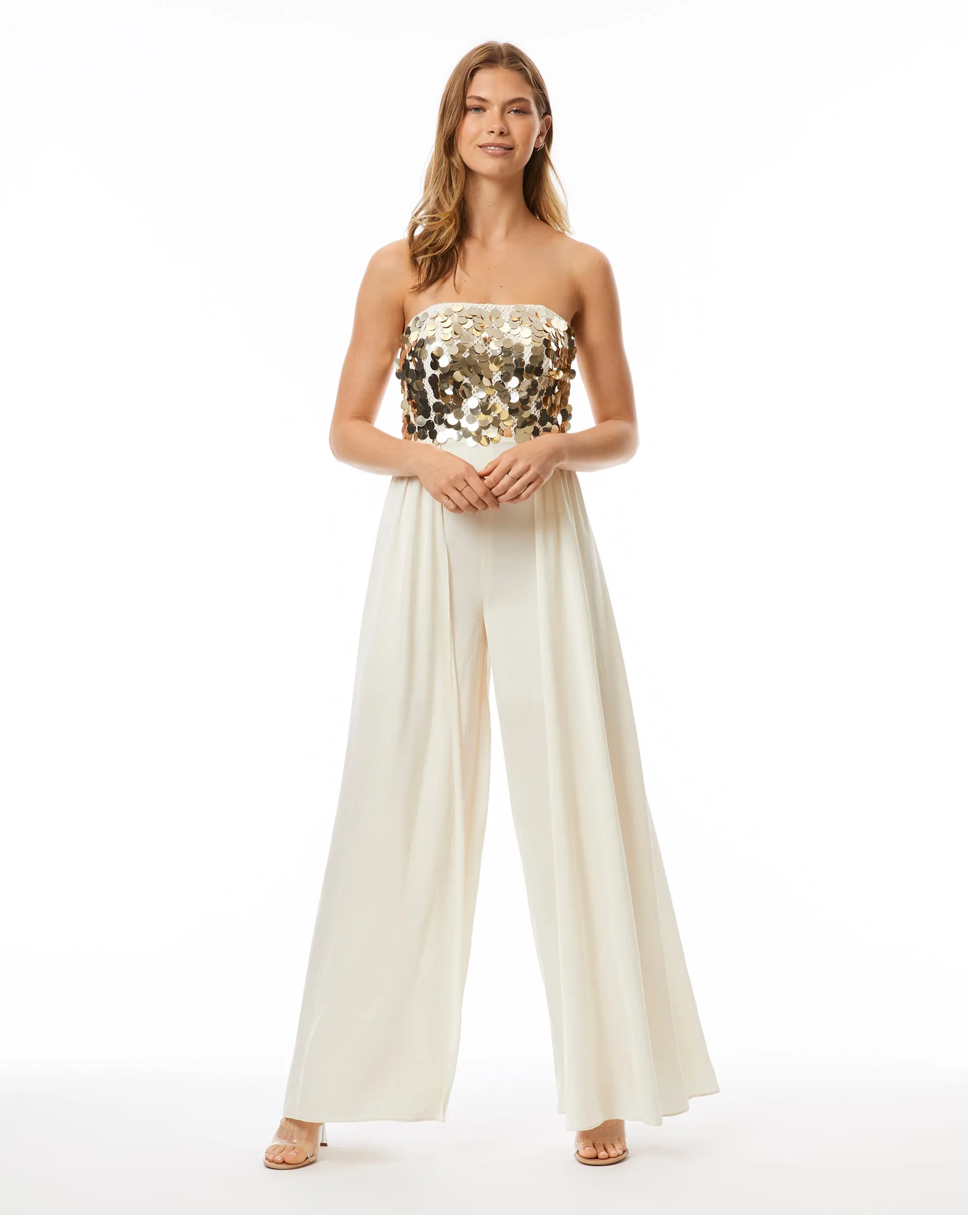 Gold Sequin on Mesh Pleated Jumpsuit sold by Adrienne Landau product image thumbnail 2