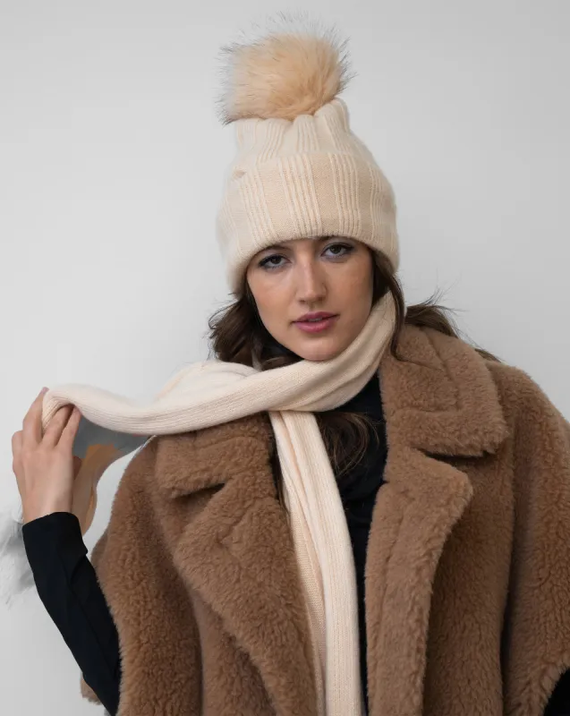 Faux Fur Pom-Pom Wool Hat sold by Adrienne Landau
