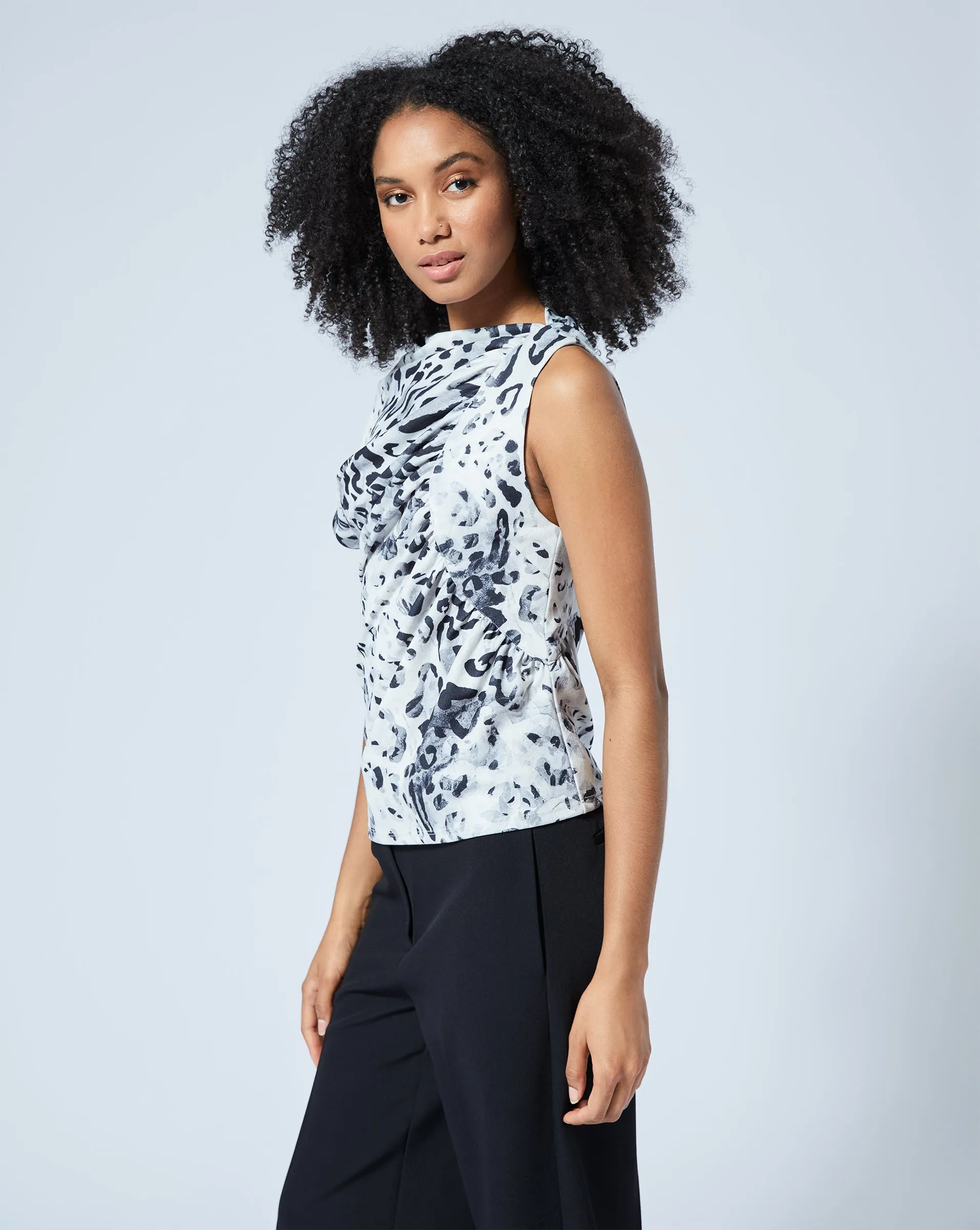 Draped Mock Neck Cap Sleeve Top sold by Adrienne Landau product image thumbnail 2