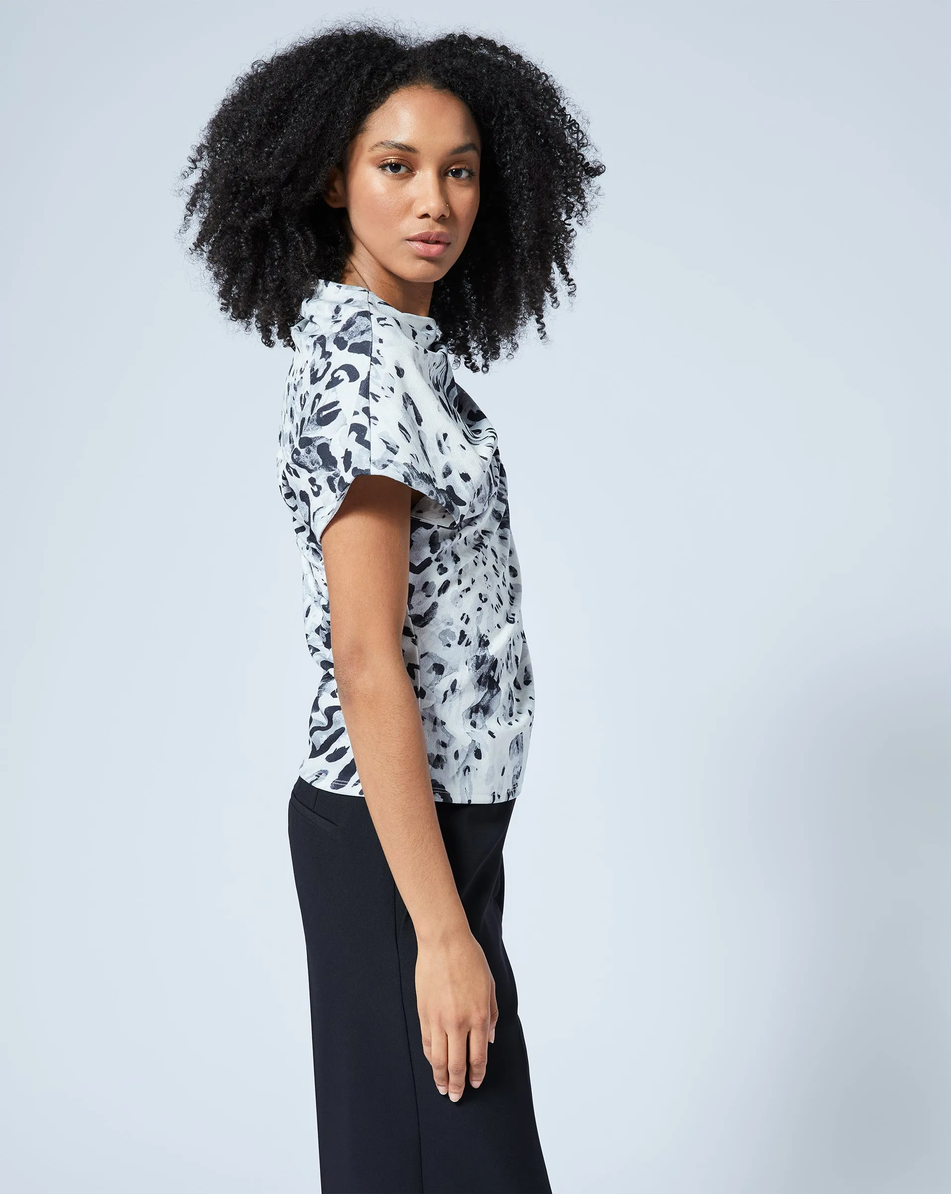 Draped Mock Neck Cap Sleeve Top sold by Adrienne Landau product image thumbnail 3