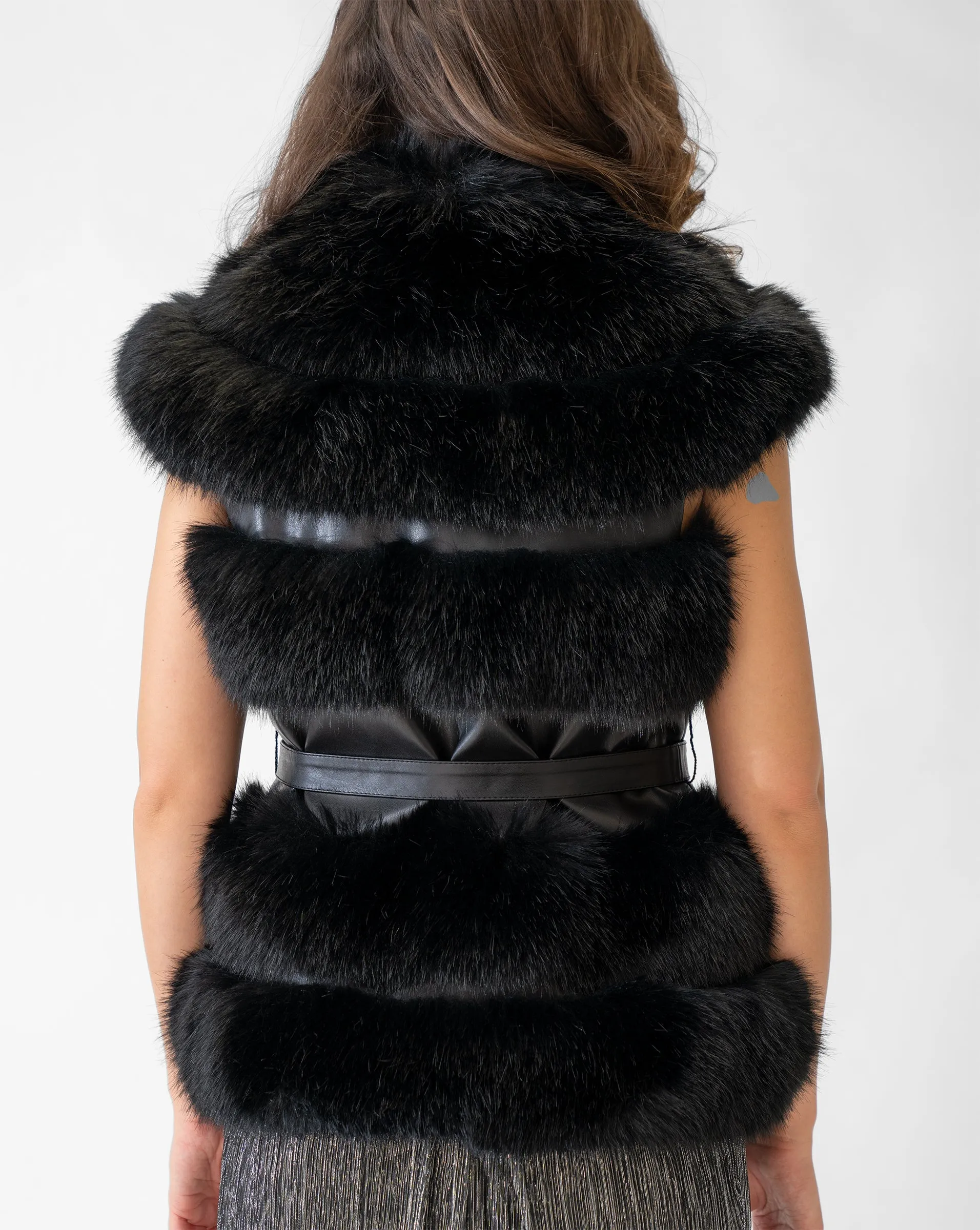 Belted Faux Fur & Faux Leather Vest sold by Adrienne Landau product image thumbnail 3
