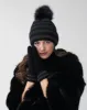 Metallic Stripe Hat with Faux Fur Pom-Pom sold by Adrienne Landau