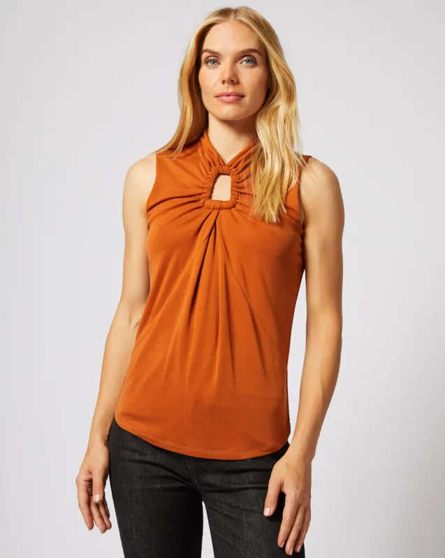 Draped Keyhole Mock Neck Top sold by Adrienne Landau