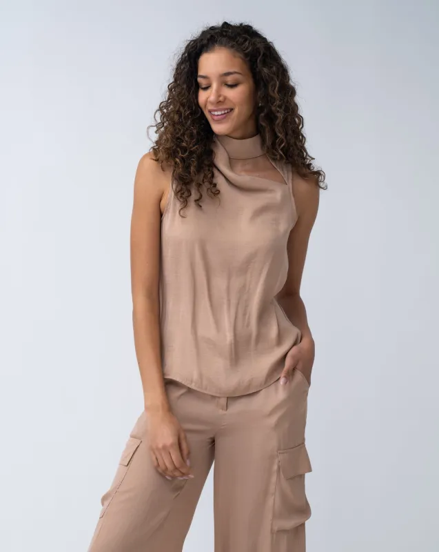 Slit Detail Mock Neck Top sold by Adrienne Landau