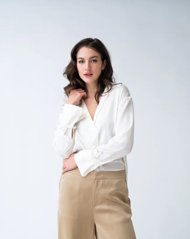 FINAL SALE - Notch Collar Long Sleeve Top sold by Adrienne Landau