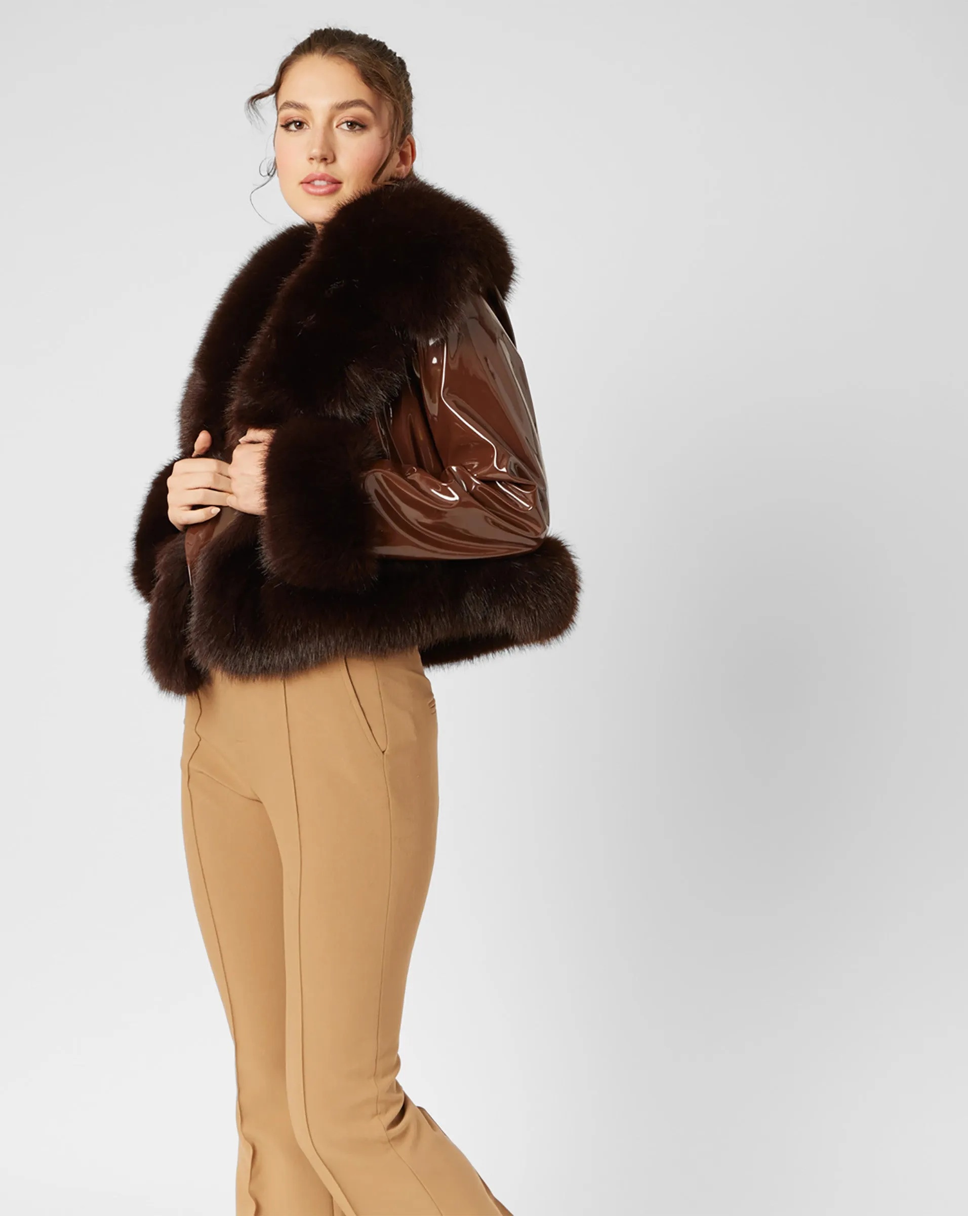 Faux Leather Jacket with Fur sold by Adrienne Landau product image thumbnail 2