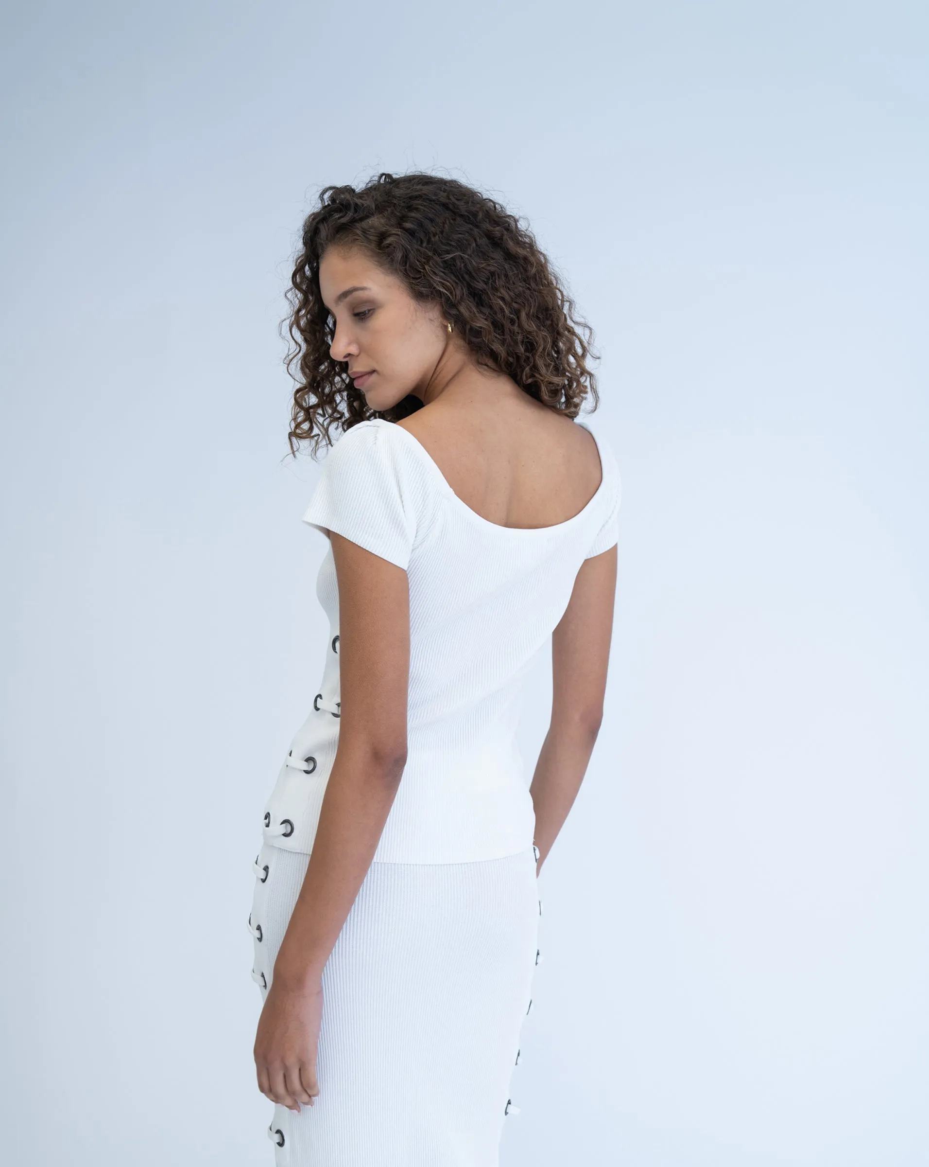 Final Sale- Laced Off the Shoulder Top sold by Adrienne Landau product image thumbnail 3