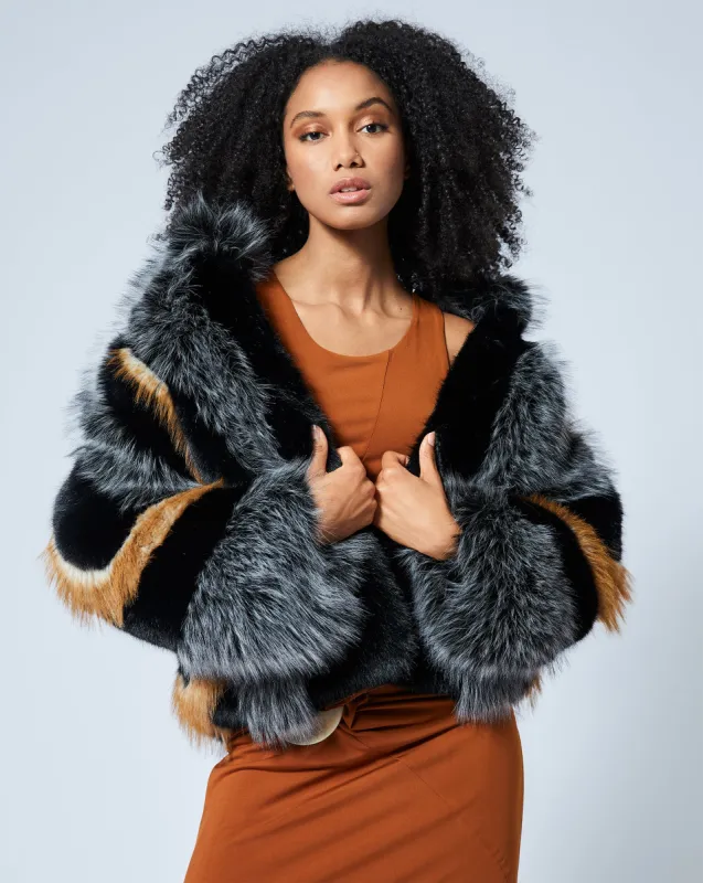 Statement Multi Panel Faux Fur Jacket sold by Adrienne Landau