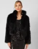 Obsidian Cropped Faux Fur Jacket sold by Adrienne Landau