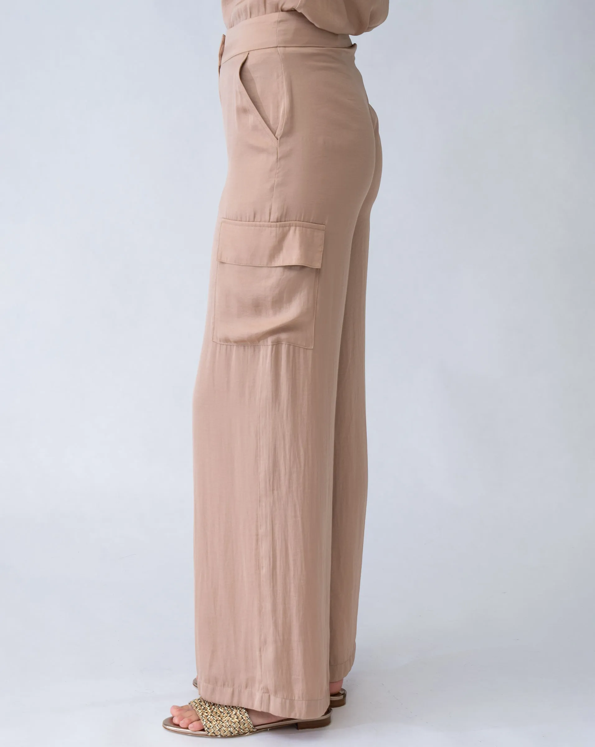FINAL SALE - Wide Leg Satin Cargo Pant sold by Adrienne Landau product image thumbnail 2