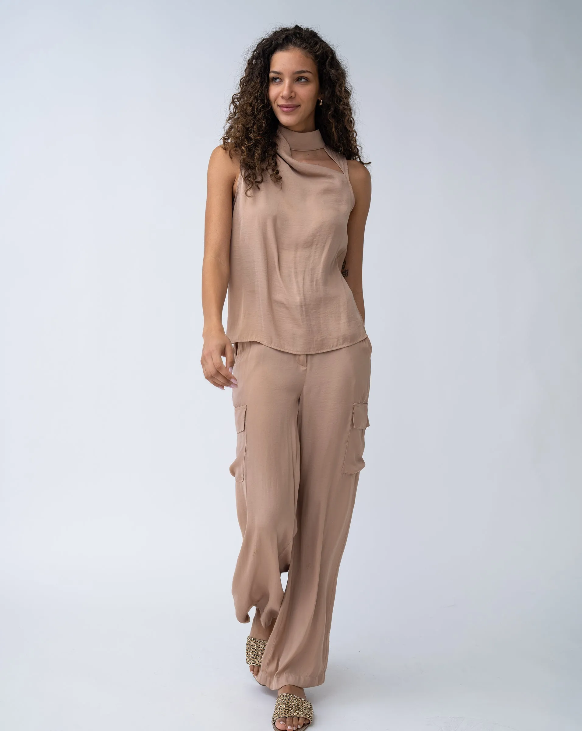 FINAL SALE - Wide Leg Satin Cargo Pant sold by Adrienne Landau product image thumbnail 4