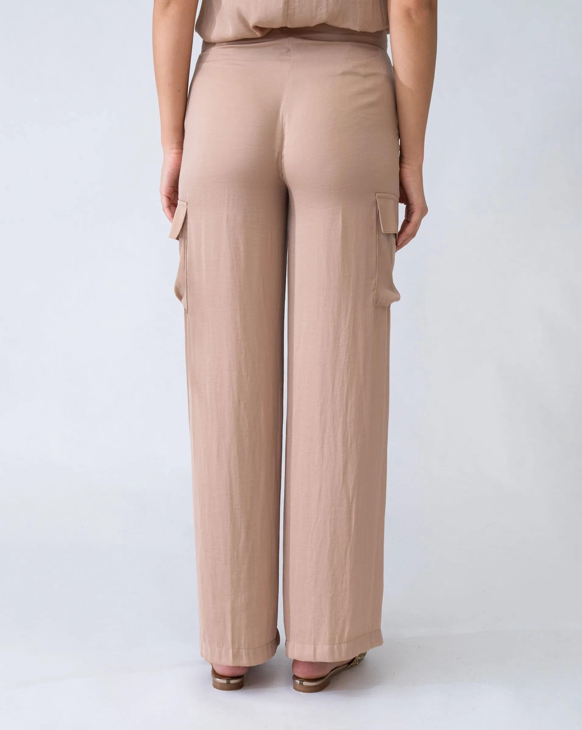 FINAL SALE - Wide Leg Satin Cargo Pant sold by Adrienne Landau product image thumbnail 5