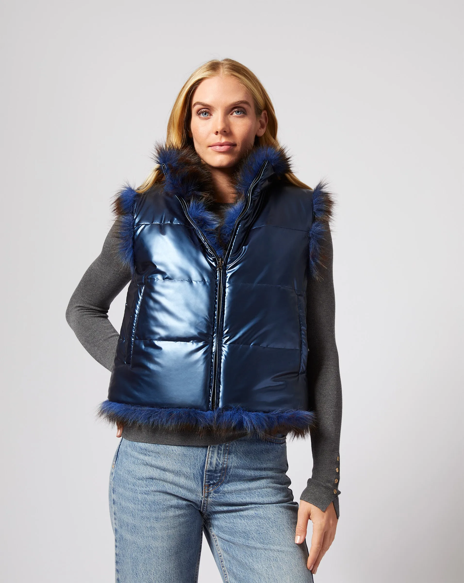 Katy Tipped Fox Faux Fur Vest sold by Adrienne Landau product image thumbnail 2